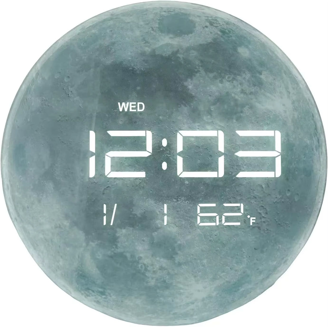 13" Digital Wall Clock with LED Display, Calendar & Temperature, Automatic Dimming, 12/24Hr Format, Wall & Desk Use - HUI-7860