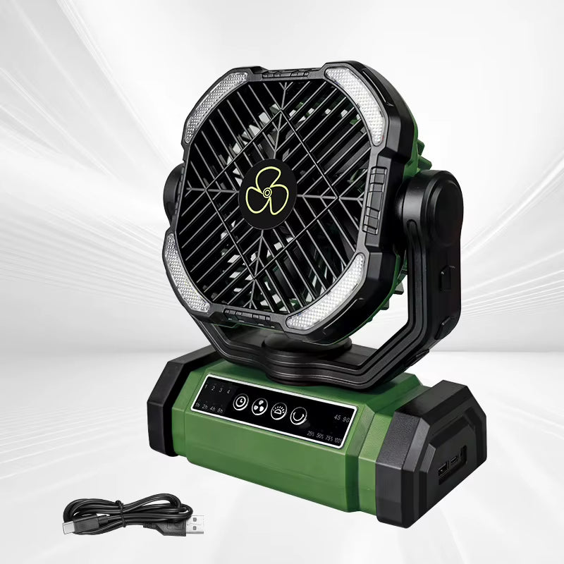 20,000mAh Rechargeable Camping Fan with LED Light and Remote Control, 4-Speed Timing Portable Tent Fan with Adjustable Hook Design for Outdoor Use