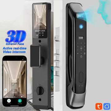 3D Real-Time Intercom Face Recognition Electronic Digital Door Lock with Camera Fingerprint Password Unlock Keyless Door Lock