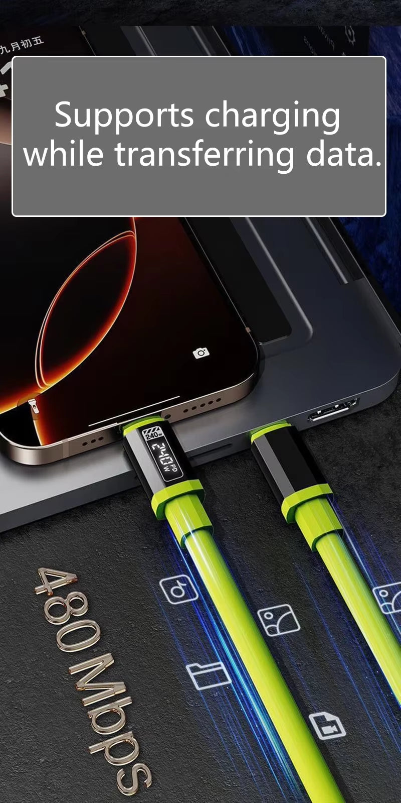 240W 10A Super Fast Charging Type-C to Type-C Silicone Cable for Samsung, iPhone 17 Pro, and Xiaomi 17