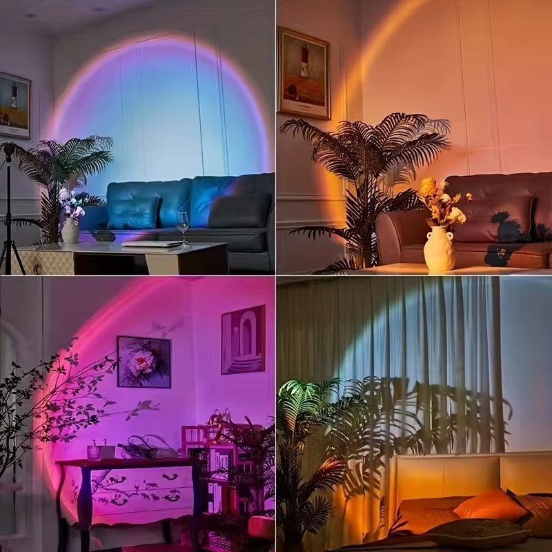 Vibrant Sunset Projection Light - 16-Color Spectrum with USB Remote Control and Dynamic Color Changing LED for a Cozy Home Atmosphere