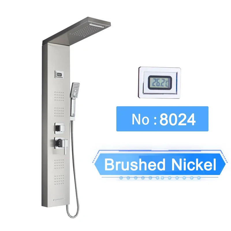 LED Digital Display Shower Panel with Waterfall Rain and SPA Massage Jet System