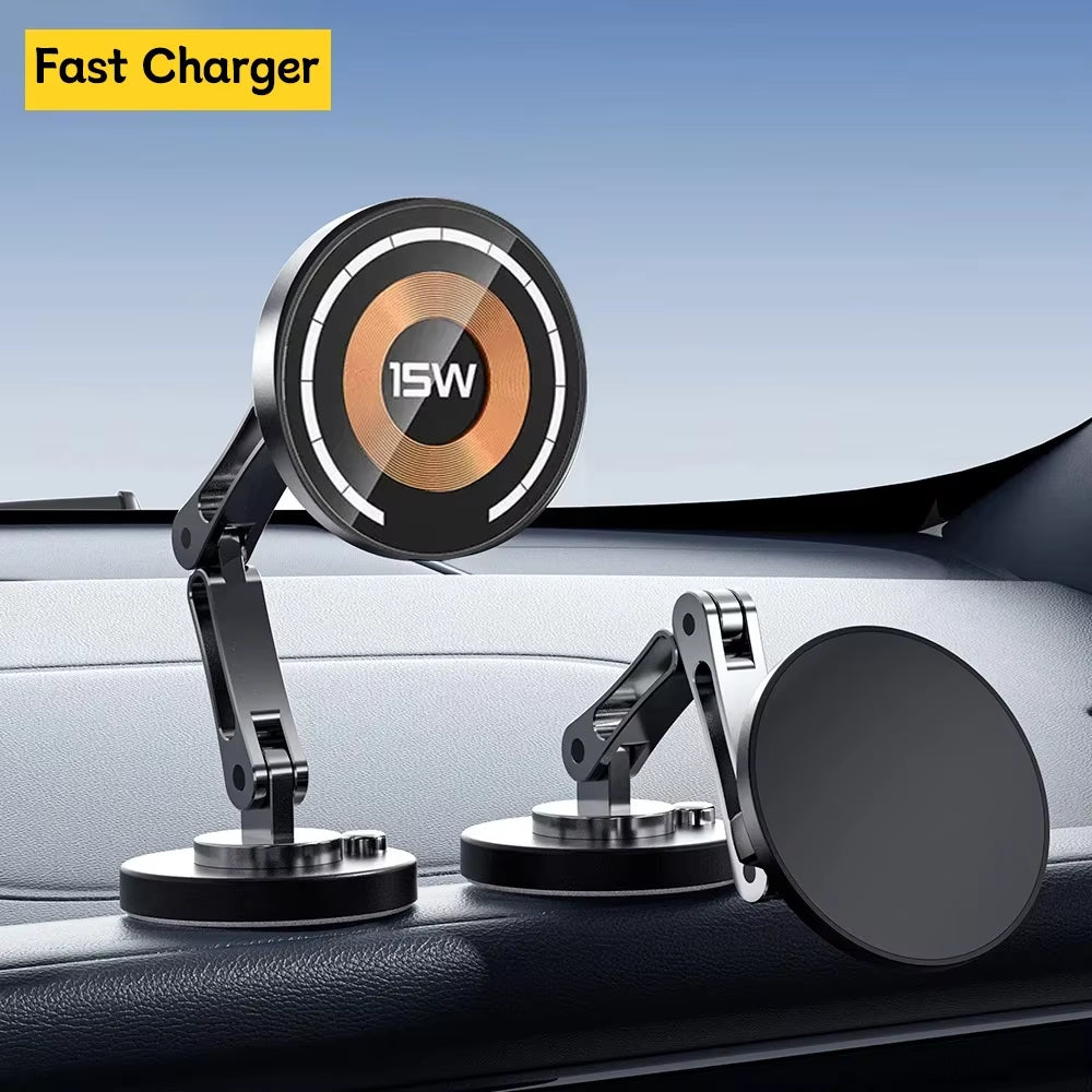 Magnetic Wireless Charger Car Phone Holder 15W Fast Charging Easy Paste Mount Stand for Magsafe Iphone 15 14 13 Pro Max