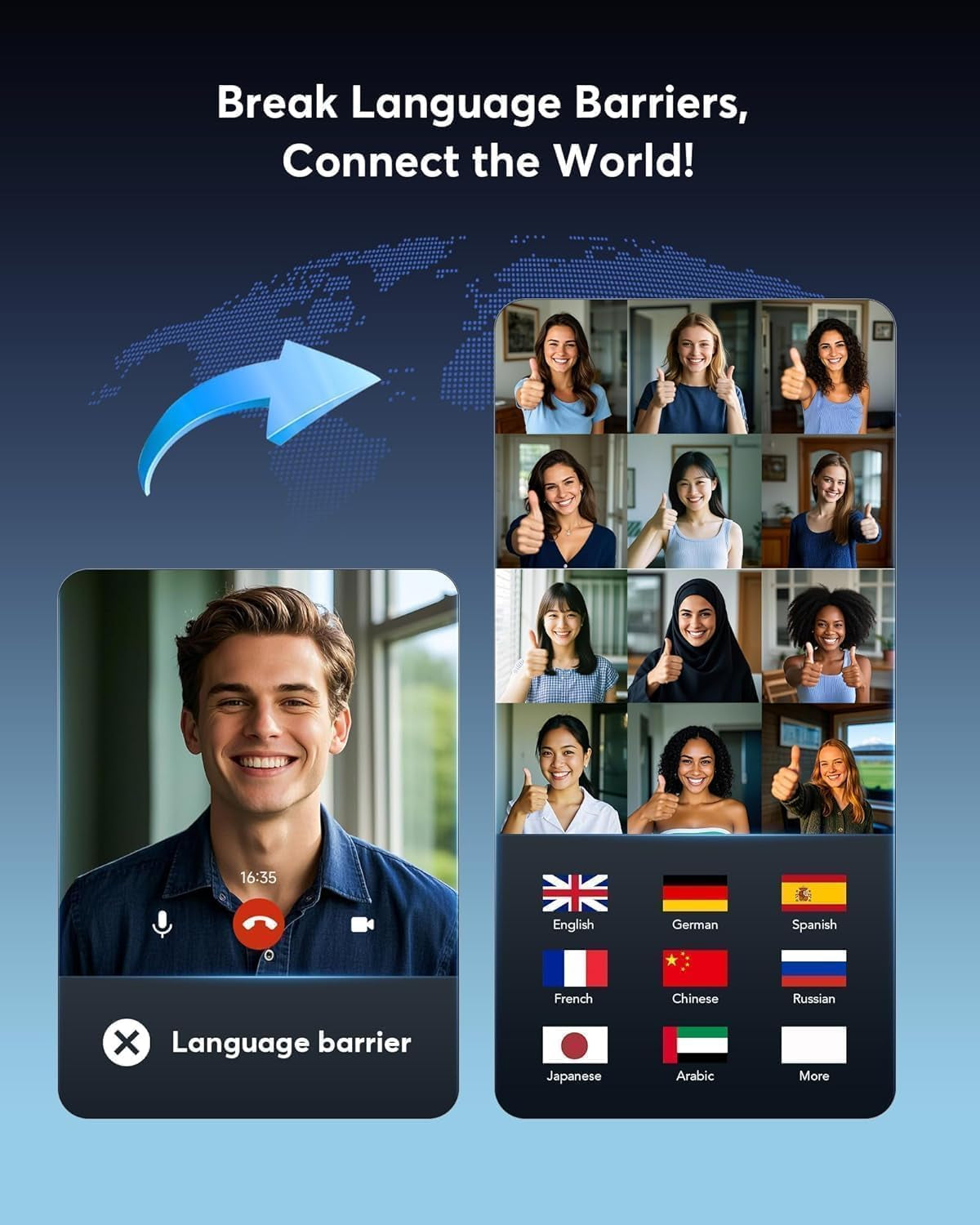 Real-Time AI Translation Earbuds, 177 Language Translator Earbuds, Audifonos Traductores Inglés Español, 3-In-1 Translating Earbuds for Travel, Meetings & Language Learning, with Charging Case