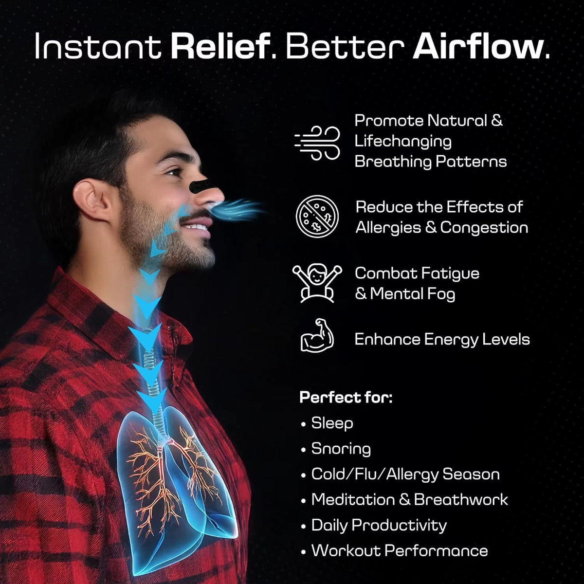 30-Pack Nasal Strips for Snoring Relief and Enhanced Breathing Comfort During Sleep