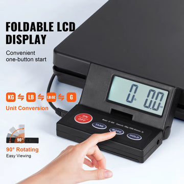 110 Lbs Digital Postal Shipping Scale with Timer 90° Foldable LCD Screen AC/DC Powered Package Scale for Laggage Home