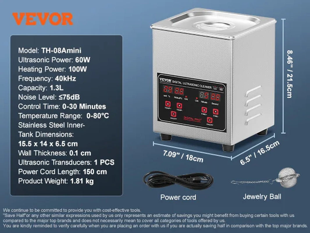 Ultrasonic Cleaner - Portable Stainless Steel Washing Machine in 2L, 3L, 6L, 10L, 22L, and 30L Capacities