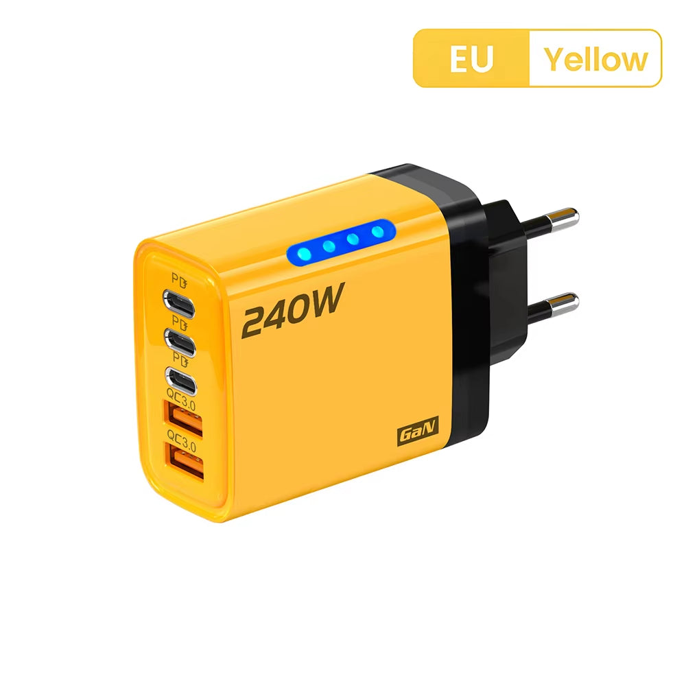 5 Ports USB C PD Charger Quick Charge 3.0 Type C USB Phone Chargers Fast Charging Adapter for Iphone 16 15 Samsung Xiaomi Huawei