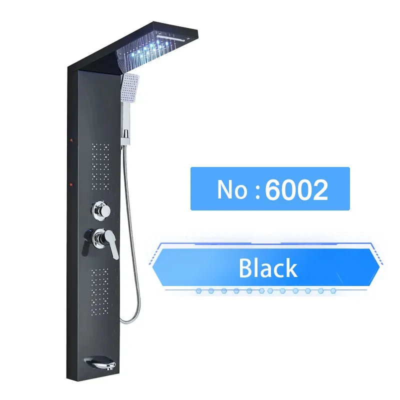 LED Digital Display Shower Panel with Waterfall Rain and SPA Massage Jet System