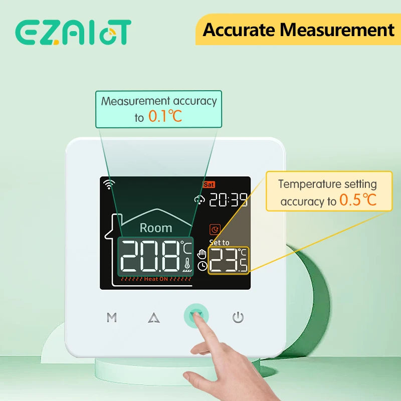 Tuya Smart Home Thermostat for Water and Electric Underfloor Heating with Gas Boiler Integration, Wi-Fi Temperature Remote Control Compatible with Google Assistant and Alexa