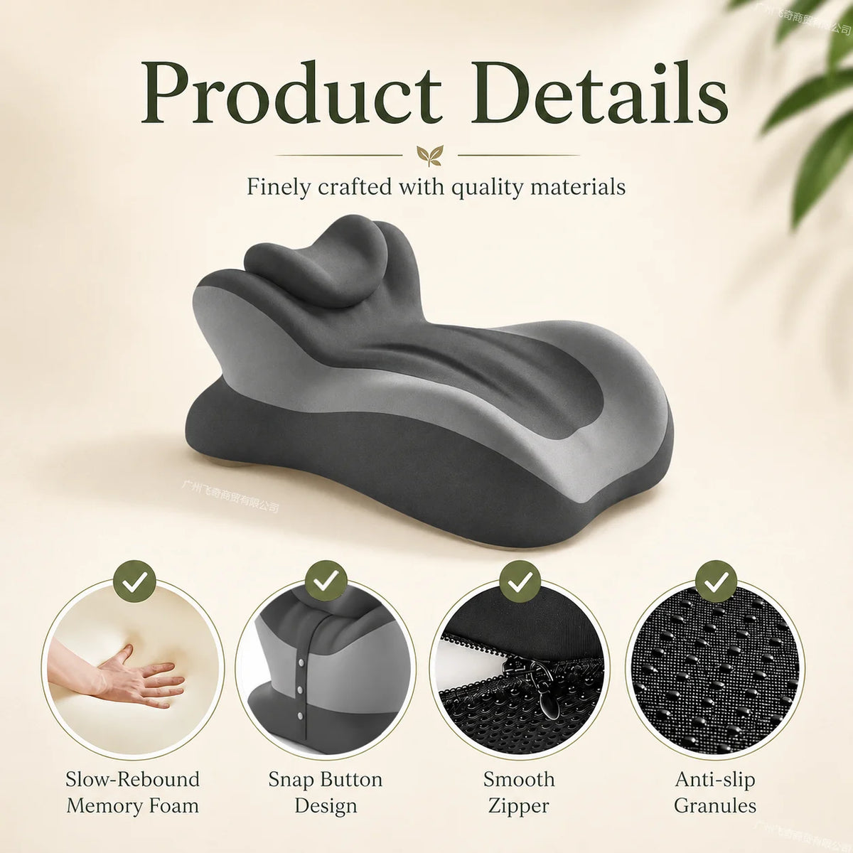 Multifunctional Memory Foam Reading Pillow with Removable Headrest and Anti-Slip Design for Enhanced Comfort While Reading in Bed