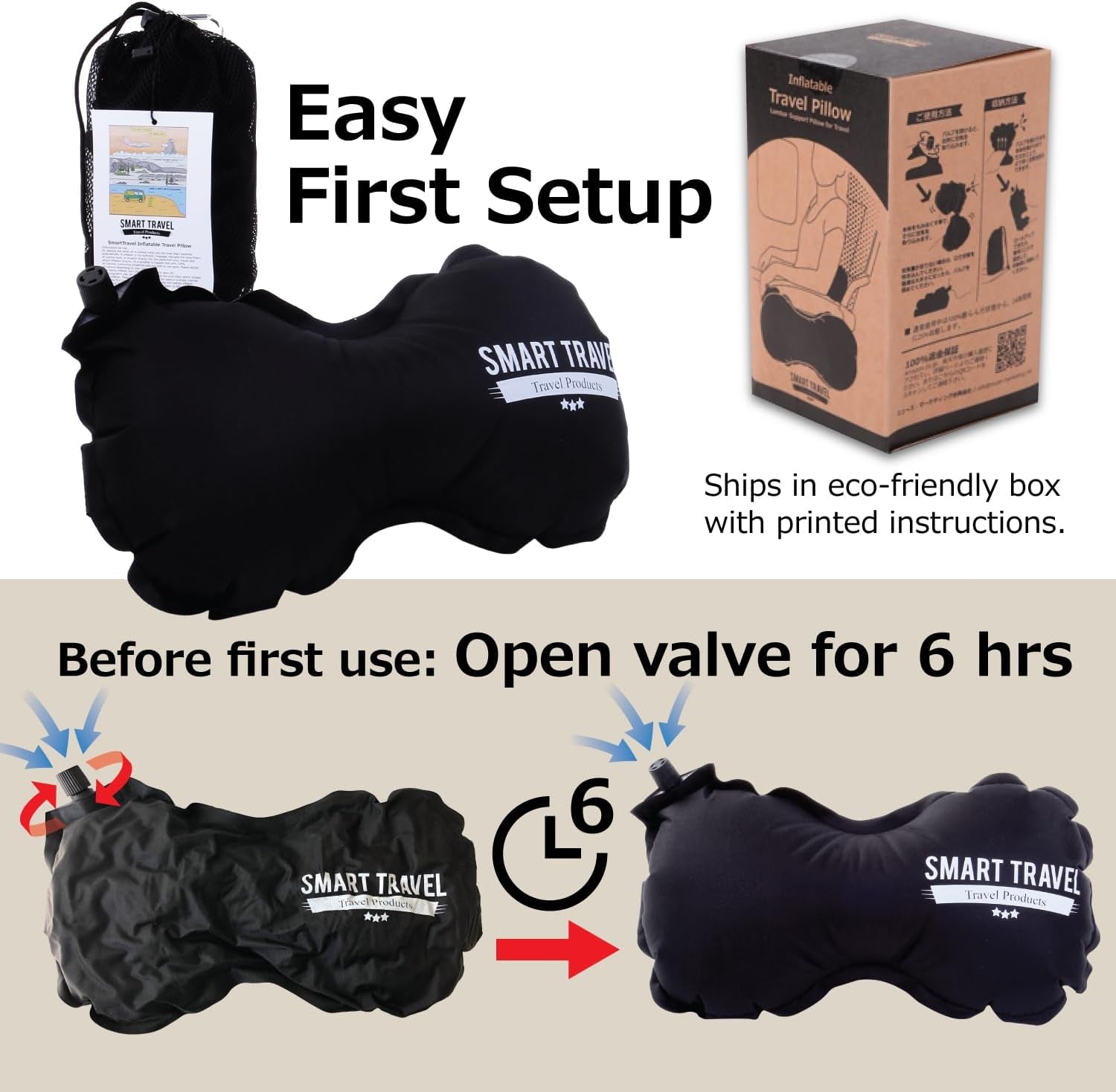 Travel Products Inflatable Travel Lumbar Pillow for Airplane Seat – Adjustable Lower Back Support Cushion for Long Flights