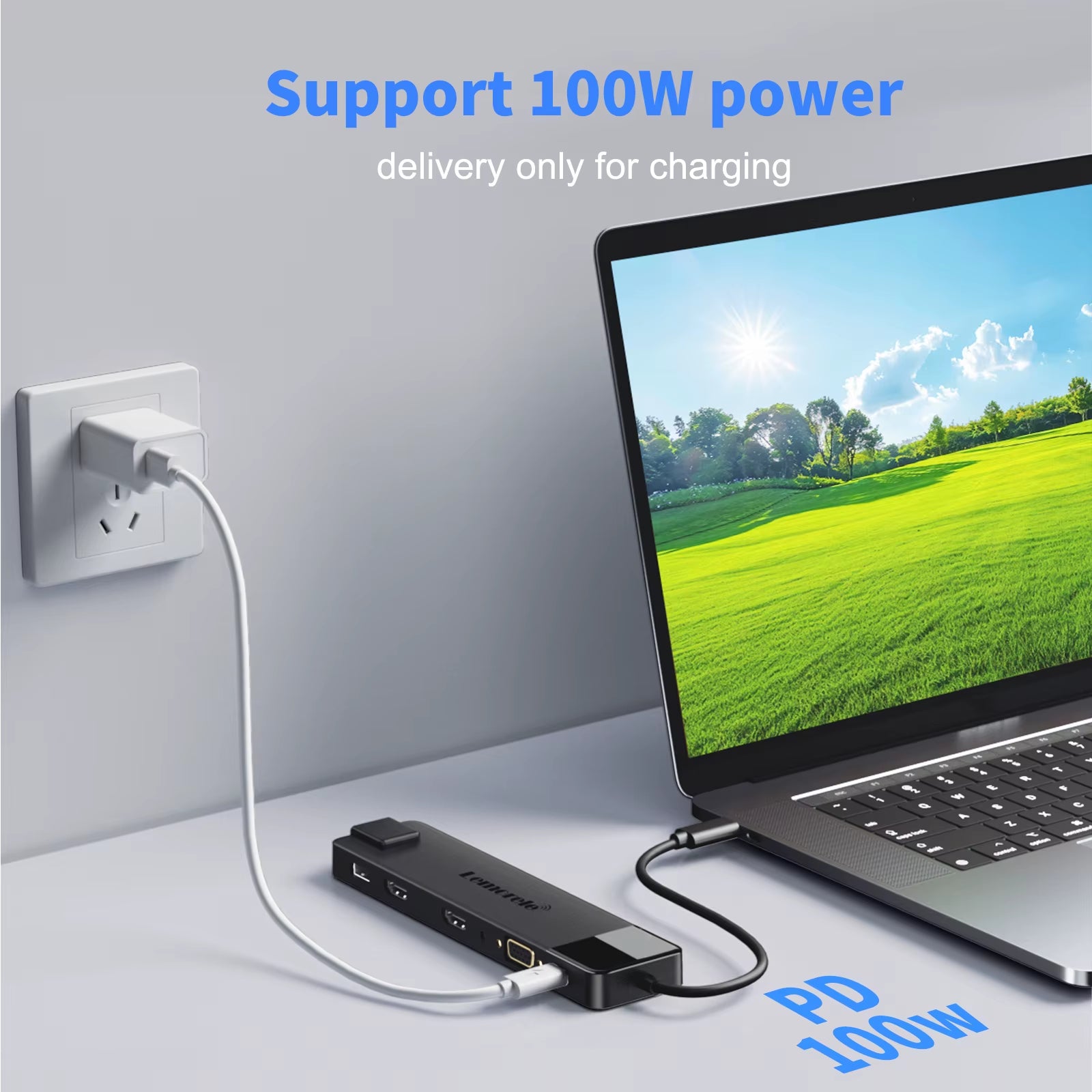4K USB Hub USB C to Dual HDMI VGA Gigabit Docking Station USB 3.0 VGA Adapter SD Card Readers for Windows Macbook Air