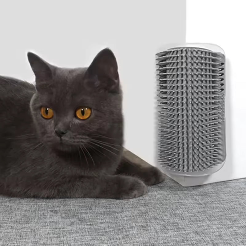 Esquina de Masaje y Rascador para Gatos con Cepillo Integrado - Accesorios para Mascotas