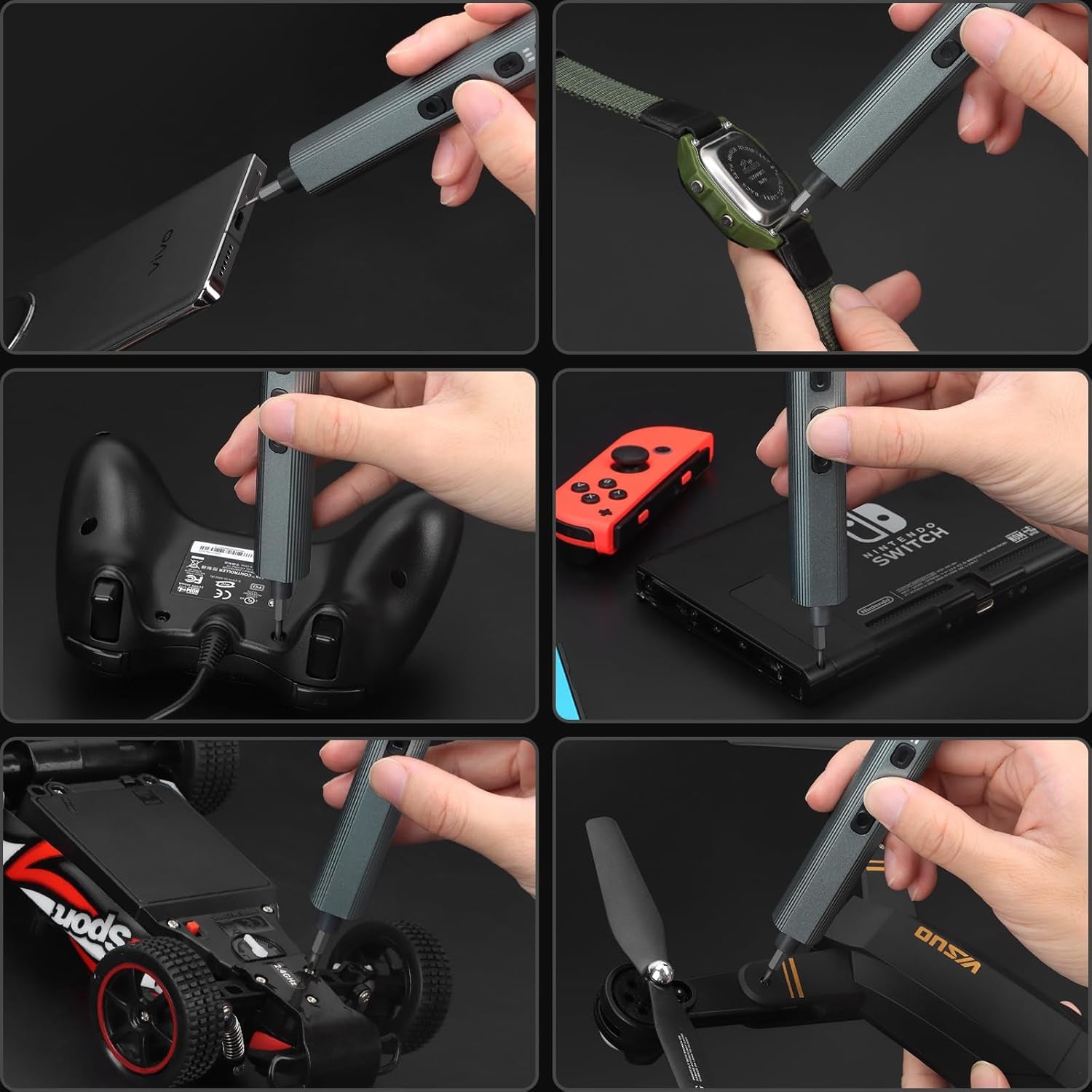 Electric Screwdriver 155 in 1 Mini Electric Precision Screwdriver Set, 140 S2 Steel Magnetic Bits, LED Light, 650Mah, Electronics Repair Tool Kit for Computer, PC, Laptop, Phone, RC (Black)
