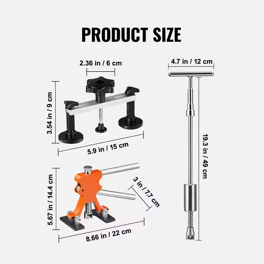 69 PCS Dent Repair Kit, Auto Car Body Paintless Dent Removal Tool Kit, Golden Lifter, Bridge Puller, Slide Hammer Tool