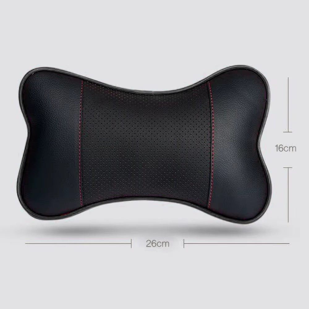 Set of 2 Premium Cowhide Car Neck Pillows - Soft, Breathable Headrest Support for Universal Vehicle Interiors