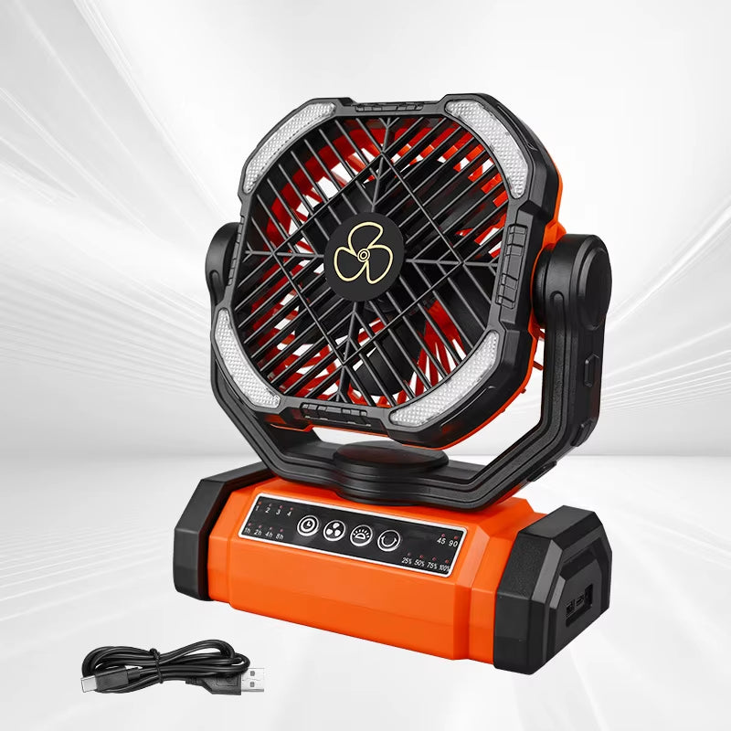 20,000mAh Rechargeable Camping Fan with LED Light and Remote Control, 4-Speed Timing Portable Tent Fan with Adjustable Hook Design for Outdoor Use