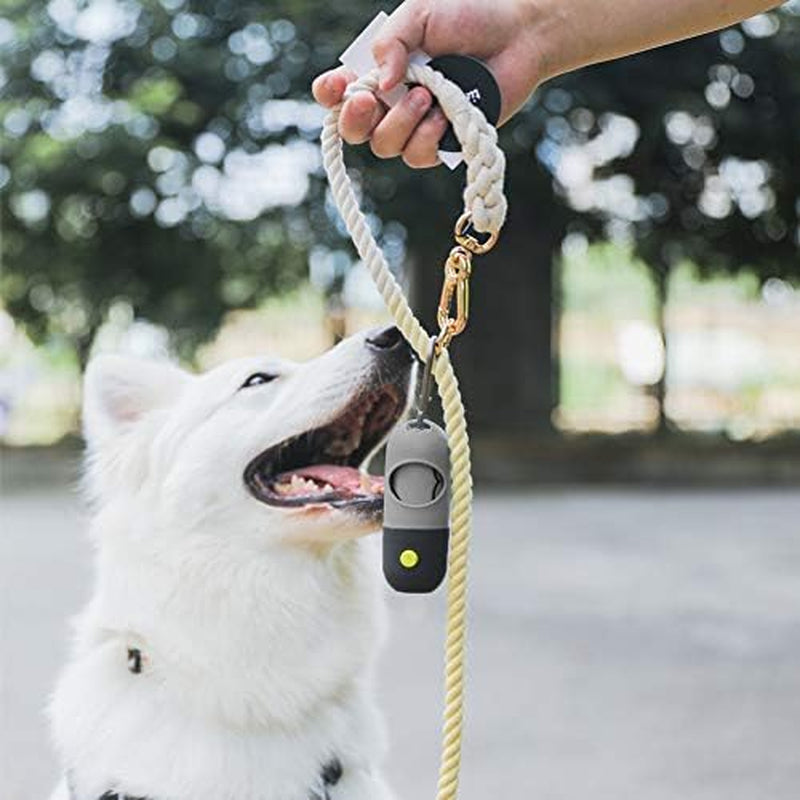 Dog Poop Bag Dispenser with Built-In LED Flashlight and Metal Clip for Leash, Pet Waste Bag Holder, Dog Walking Accessory (Black)