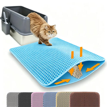 Double Layer Non-Slip Cat Litter Mat - Waterproof and Wear-Resistant Filter Mat for Large Litter Boxes