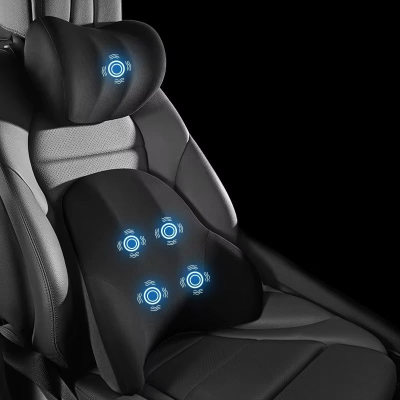 Car Electric Single Lumbar Single Headrest Vibration Massage Lumbar Support Neck Pillow Lumbar Cushion Car Seat Car Interior