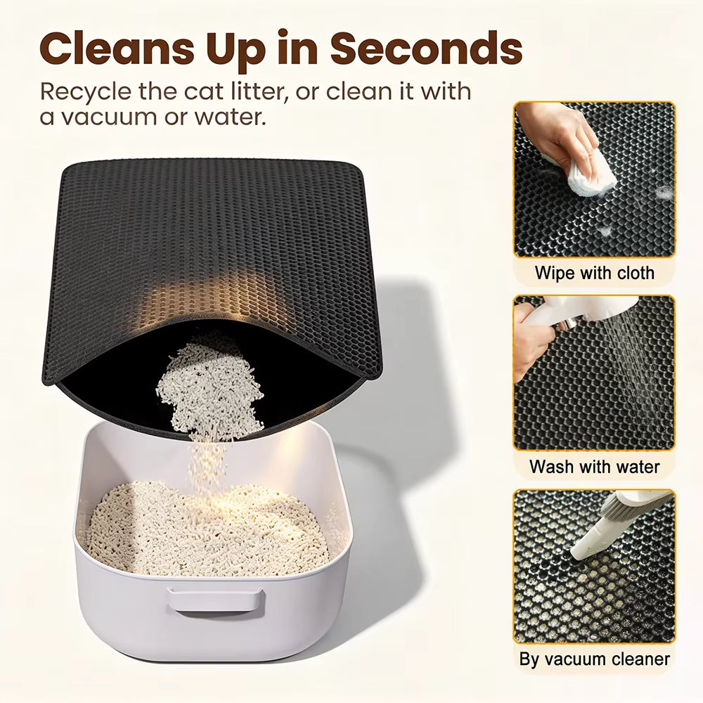 Double Layer Non-Slip Cat Litter Mat - Waterproof and Wear-Resistant Filter Mat for Large Litter Boxes