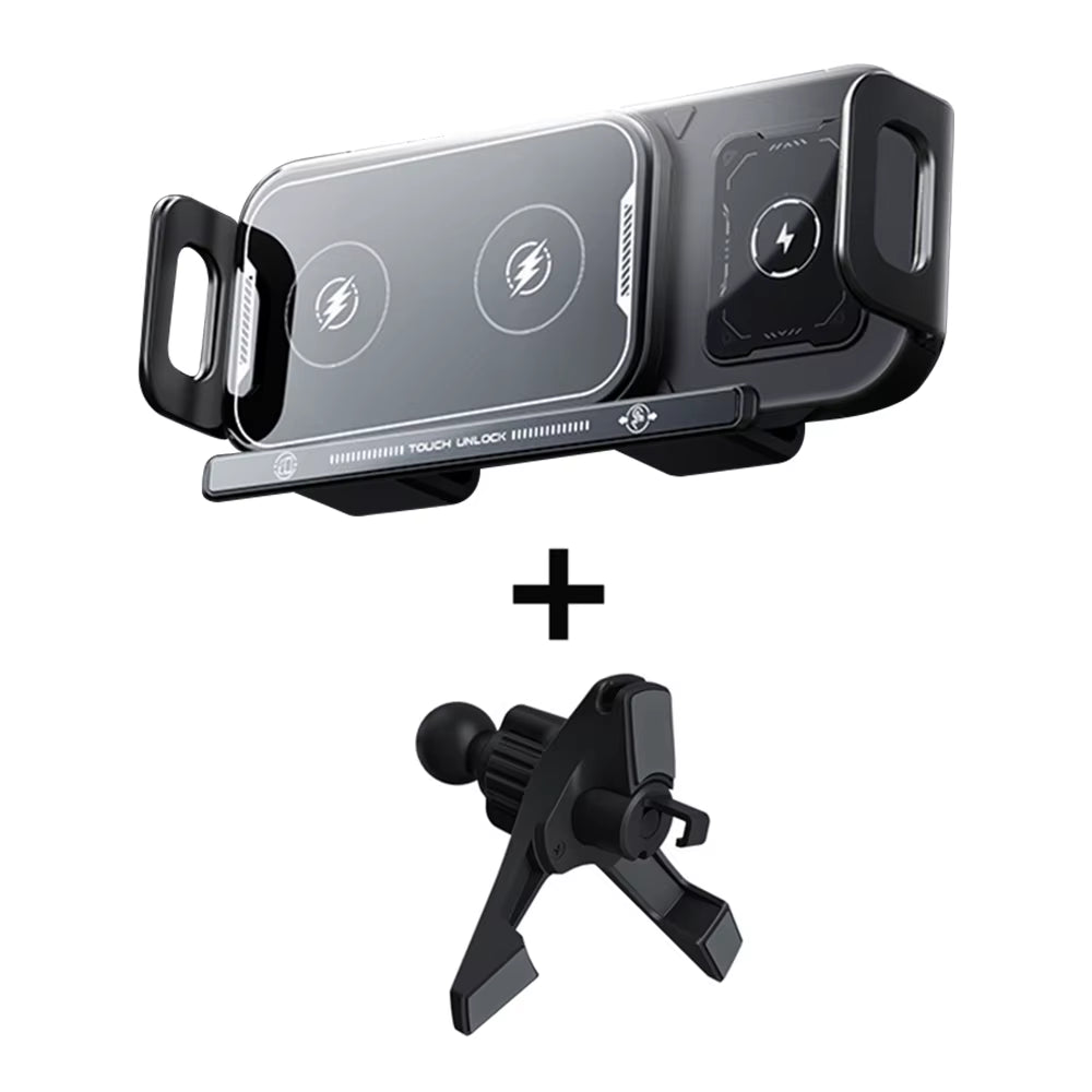 Car Wireless Charger Dual Coil Fold Screen Car Fast Charging Stand for Samsung Galaxy Z Fold 6 Flip 3 Air Vent Car Phone Holder