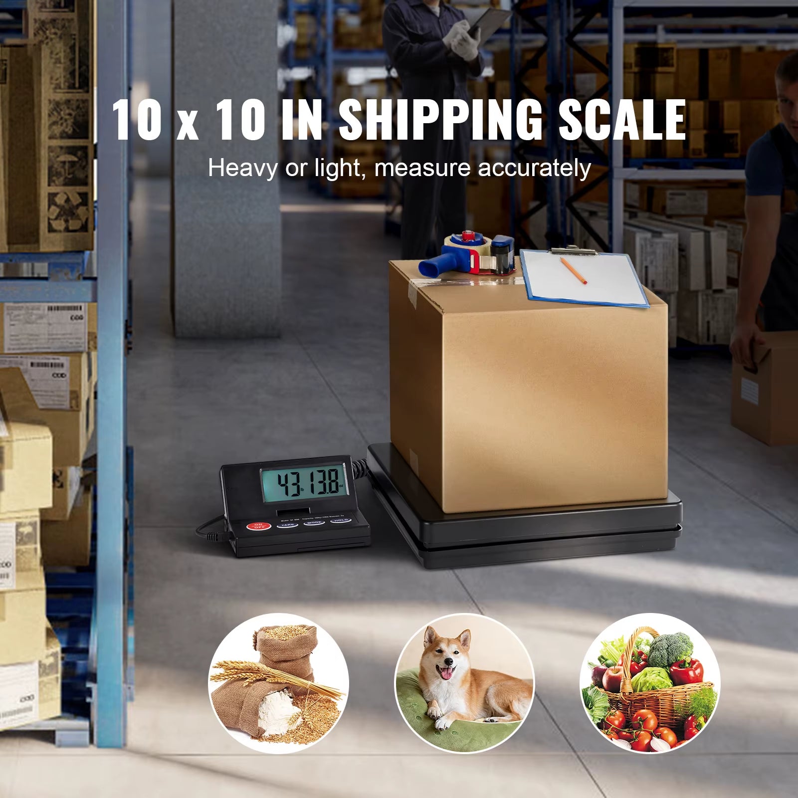 110 Lbs Digital Postal Shipping Scale with Timer 90° Foldable LCD Screen AC/DC Powered Package Scale for Laggage Home