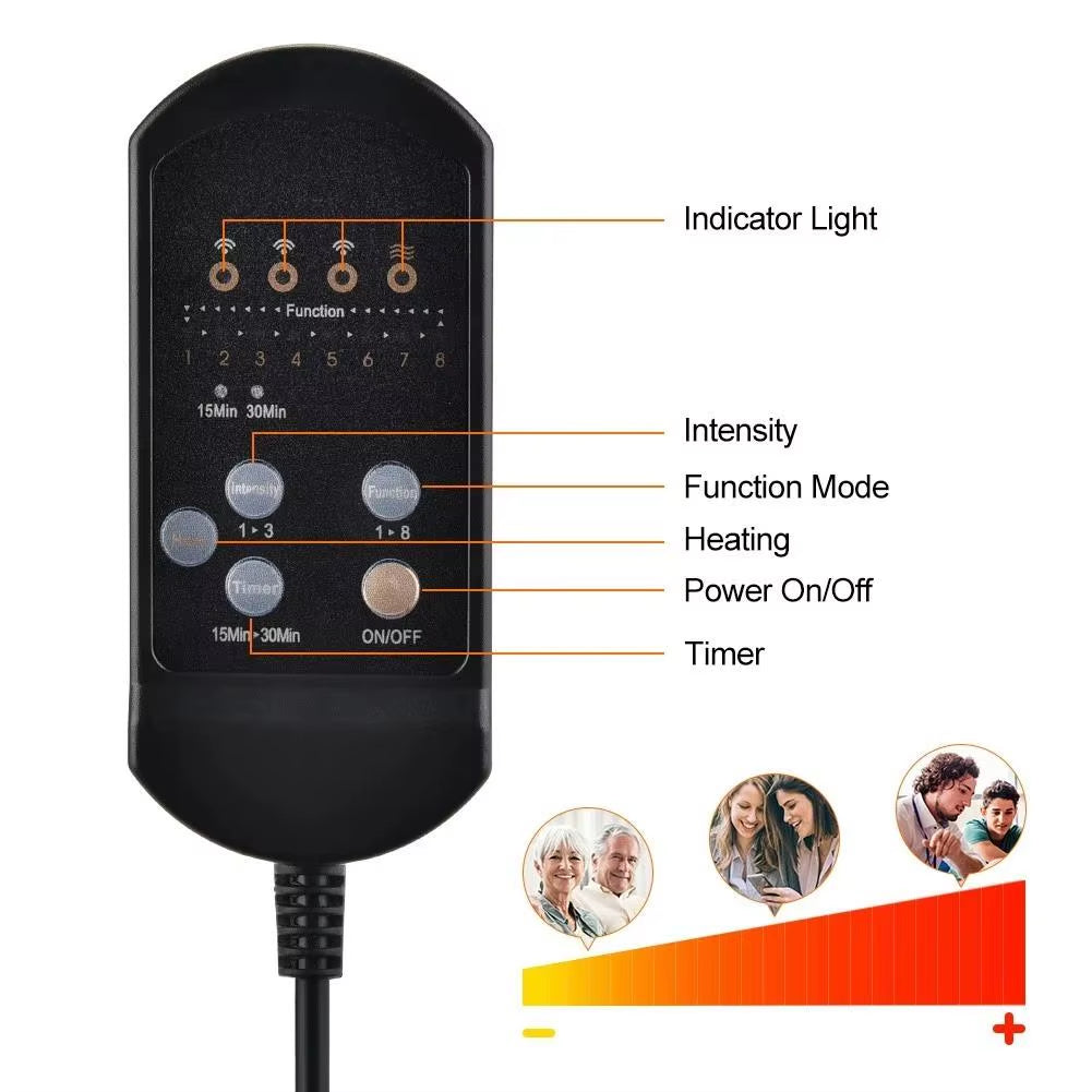 Electric Back Massager Infrared Full-Body Massage Chair Cushion Winter Household Cushion Heated Car Seat Cushion Cover Universal