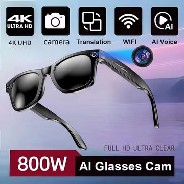 800W AI Smart Glasses for Men with Color-Changing Feature, Photo and Video Recording, Waterproof Design, and Call Functionality