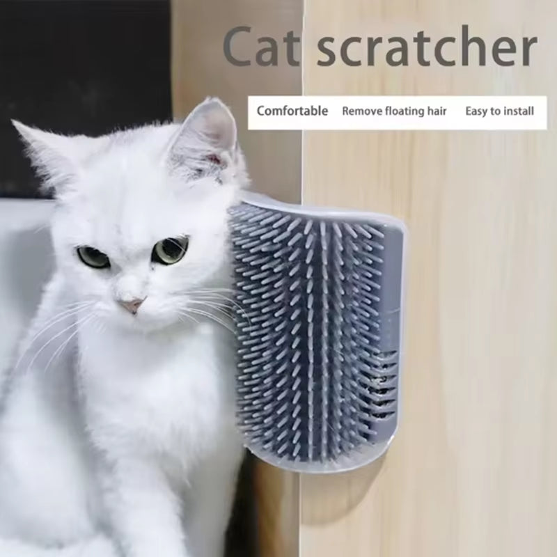 Esquina de Masaje y Rascador para Gatos con Cepillo Integrado - Accesorios para Mascotas