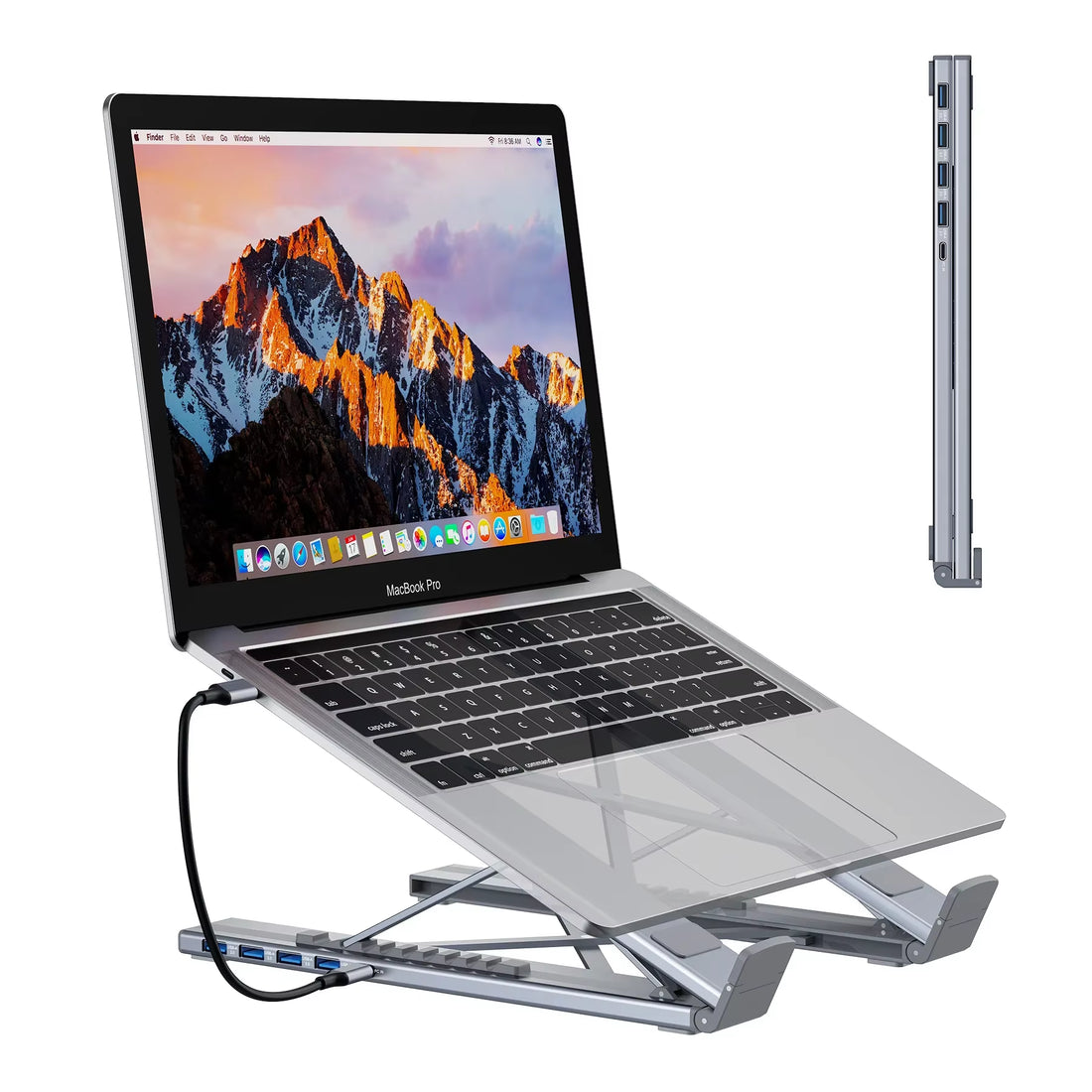Universal Laptop Docking Station Stand Usb C Dock Tablet Laptop Holder with 4K Hdmi 2 Type-C Pd 100W Dock Station for Macbook