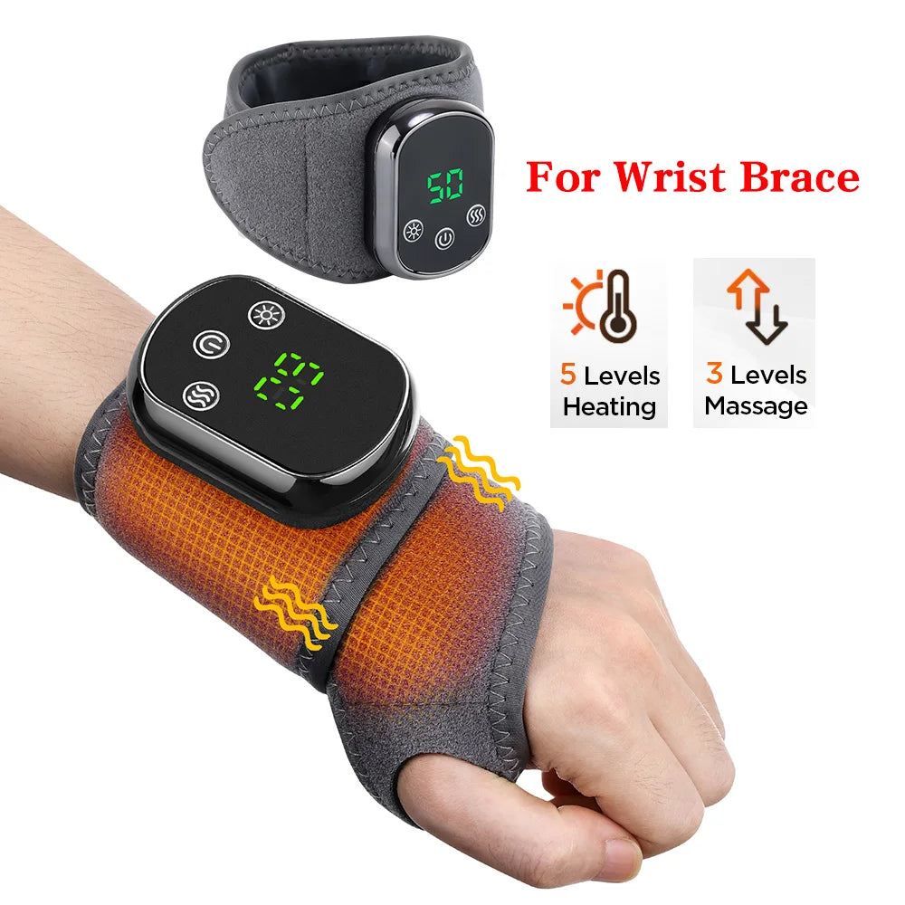 Rechargeable Electric Heating Wrist Guard with Vibration Massage and Hot Compress for Hand and Ankle Support
