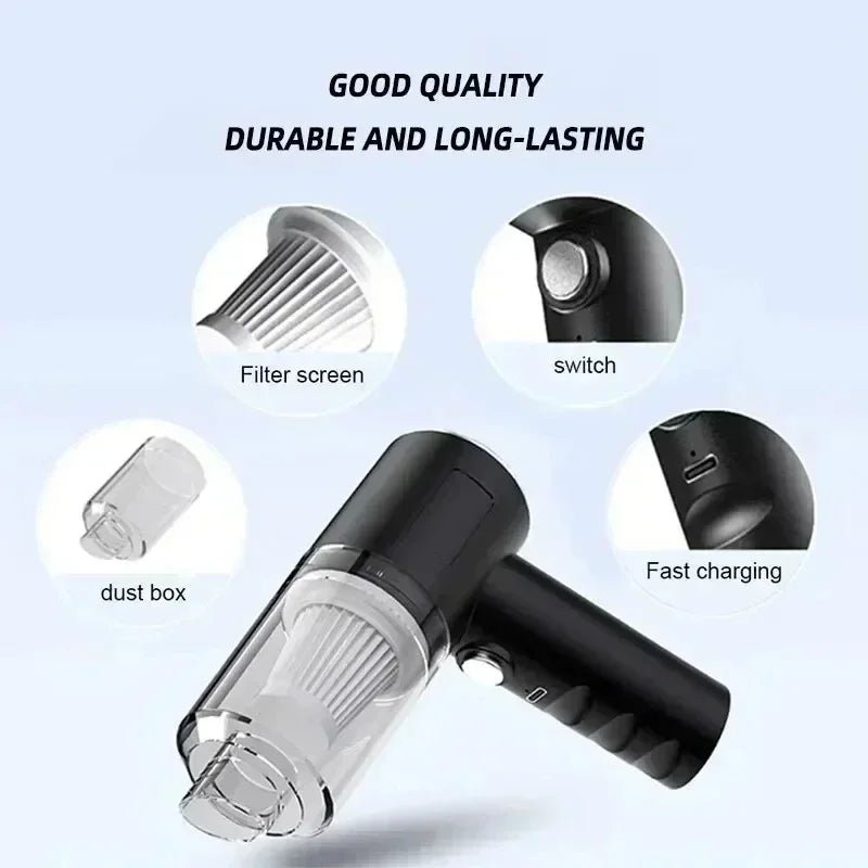 High-Power Cordless Handheld Vacuum Cleaner - 2900000PA Wireless Wet/Dry Dual-Use, USB Rechargeable 1200mAh, 2026 Model