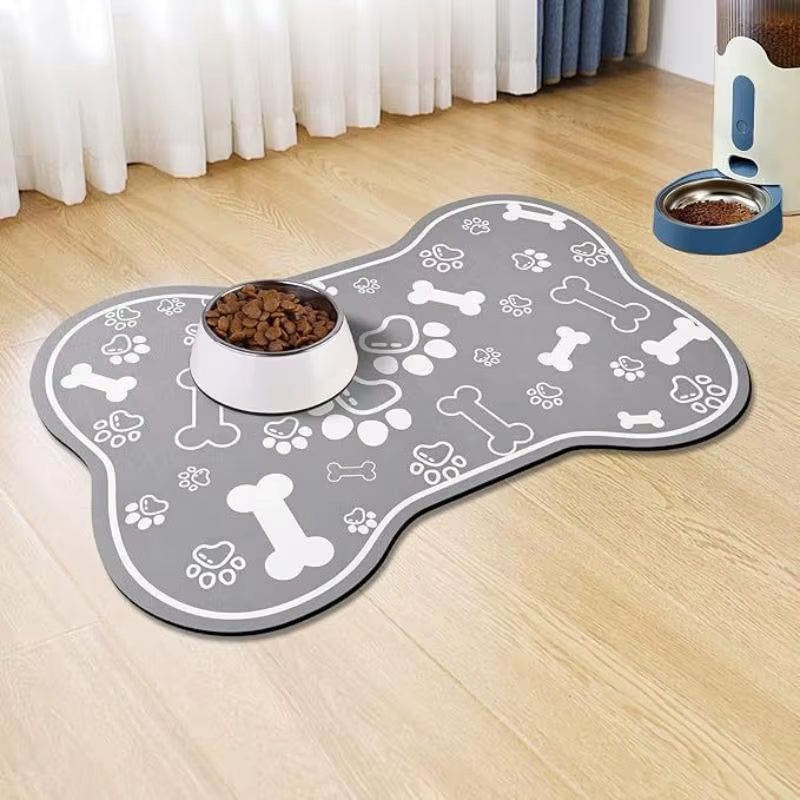 Diatomaceous Absorbent Pet Placemat with Waterproof Quick-Dry Rubber Backing and Non-Slip Design for Food and Water Bowls