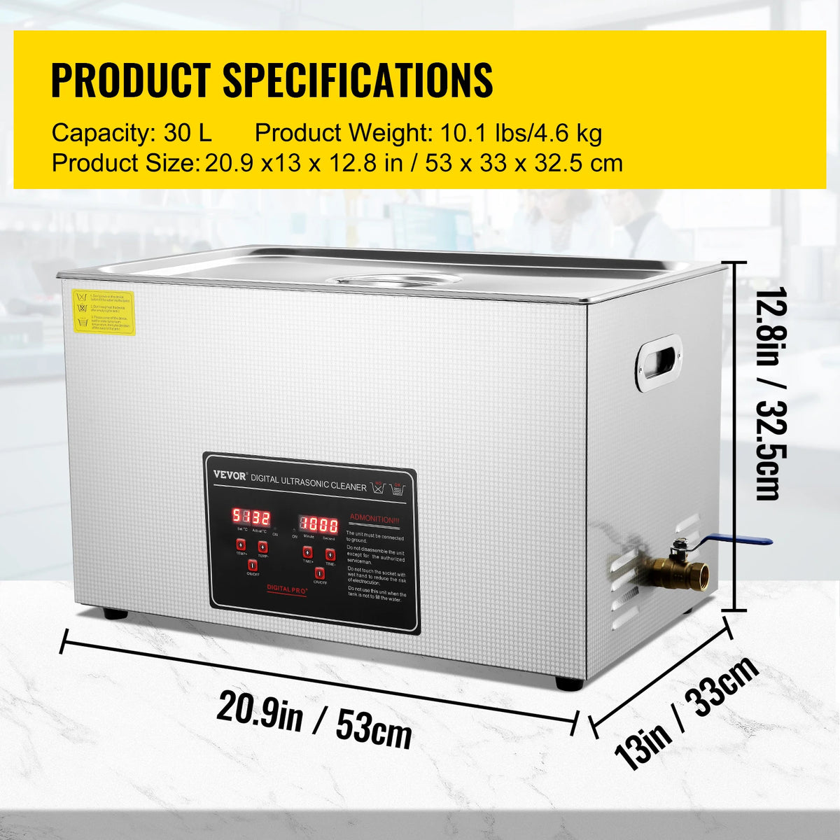 Ultrasonic Cleaner - Portable Stainless Steel Washing Machine in 2L, 3L, 6L, 10L, 22L, and 30L Capacities