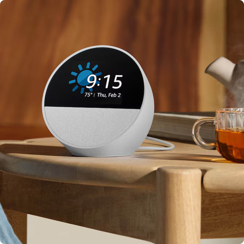 Echo Spot (2024 Release), Smart Alarm Clock with Vibrant Sound and Alexa - Black