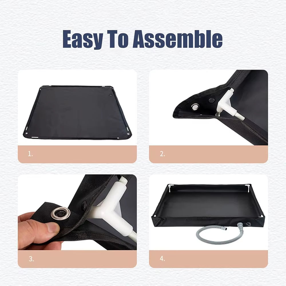 Foldable Portable Shower Base for Camping Tent Outdoor Bathing - PVC Oxford Fabric with Drain Valve for Beach RV Travel Pet Bath