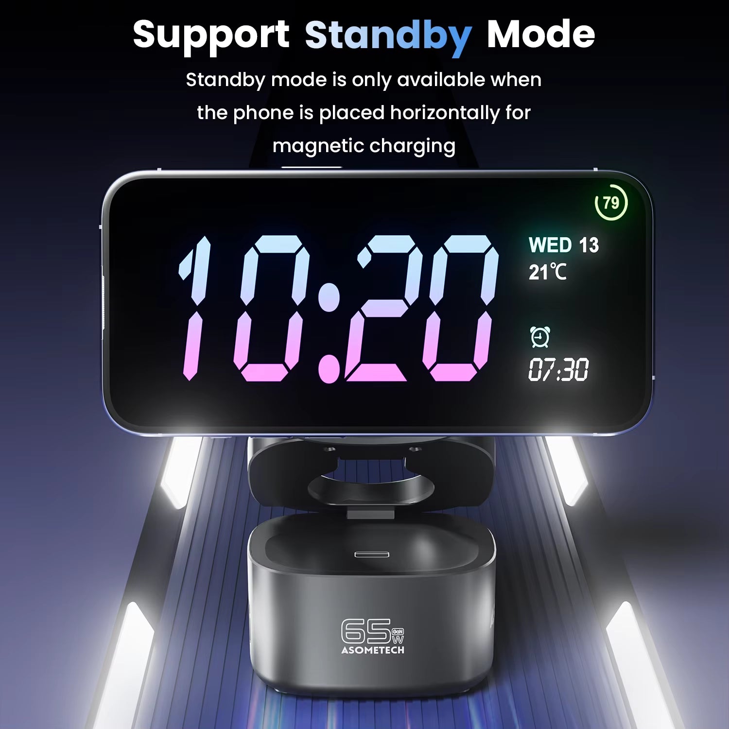 65W Gan Fast Charger for Macbook Samsung Magnetic 5 in 1 Foldable Wireless Charger Station for Iphone 16 Iwatch Airpod