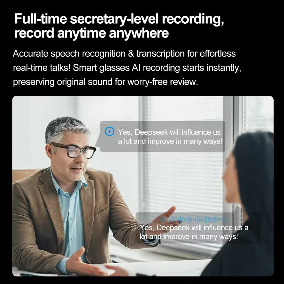 800W AI Smart Glasses for Men with Color-Changing Feature, Photo and Video Recording, Waterproof Design, and Call Functionality
