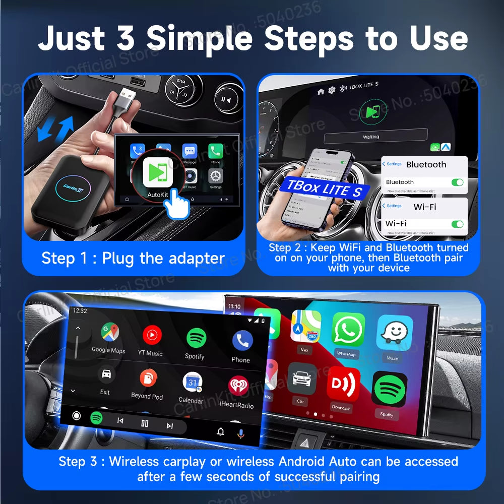 HDMI 5-In-1 Android TV Box Wireless Adapter Support Netflix IPTV Wireless Android Auto & Carplay Dongle for Car Radios