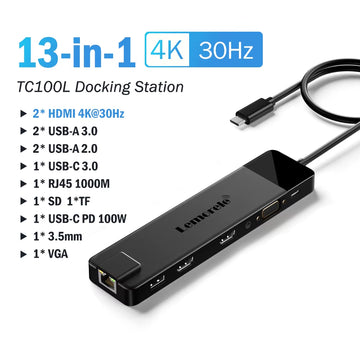 4K USB Hub USB C to Dual HDMI VGA Gigabit Docking Station USB 3.0 VGA Adapter SD Card Readers for Windows Macbook Air