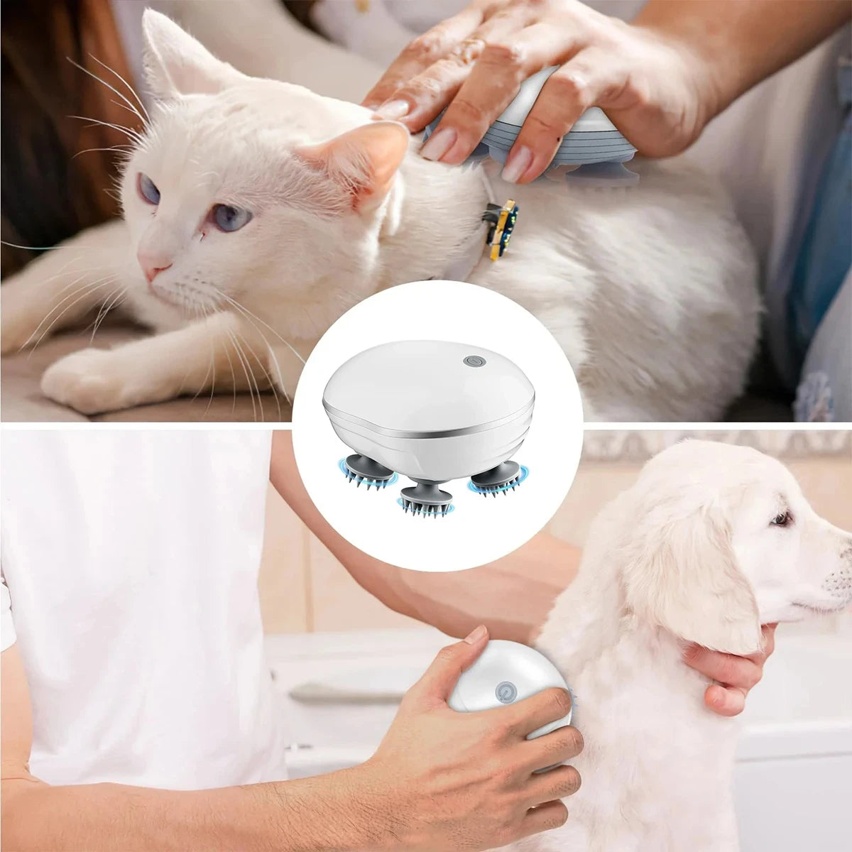 Adjustable Speed Head Massager with Red Light Therapy for Scalp Care and Deep Silicone Kneading