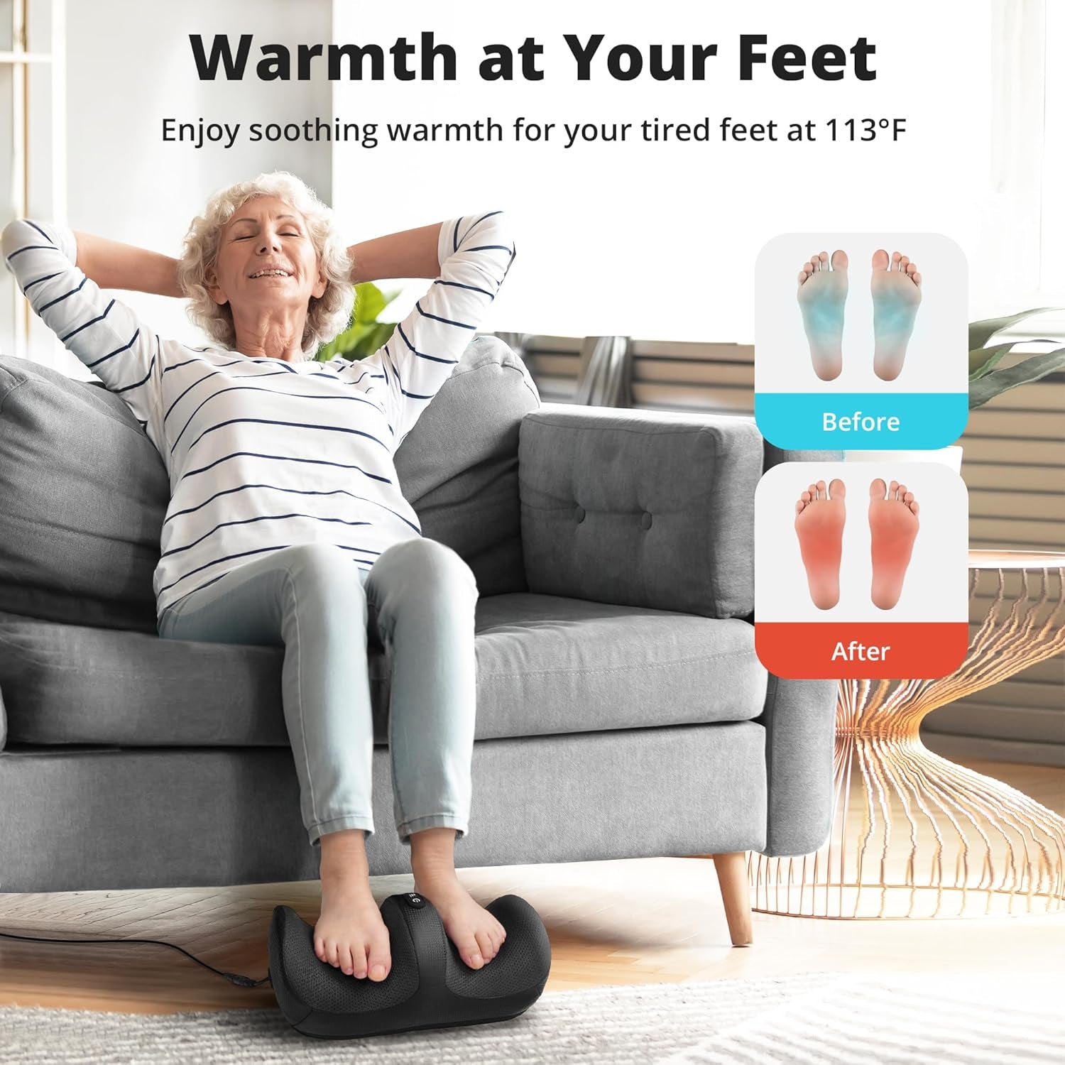 Foot Massager with Heat - Foot and Calf Massager with Massage Roller, Deep Massage for Plantar Fasciitis, Pain Relief, Neuropathy, Relax for Home or Office Use (Not Cordless)