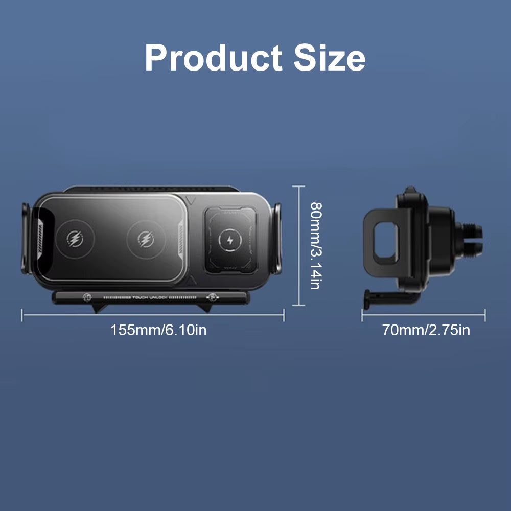 Car Wireless Charger Dual Coil Fold Screen Car Fast Charging Stand for Samsung Galaxy Z Fold 6 Flip 3 Air Vent Car Phone Holder