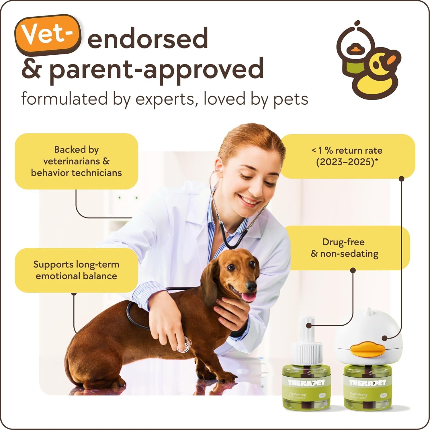 Dog Calming Diffuser - for Stress, Destructive Behavior, Pee Accidents, Separation Anxiety, Barking, Aggression & Chewing - 2 Count Refill Included 30-Day Each - Packaging May Vary