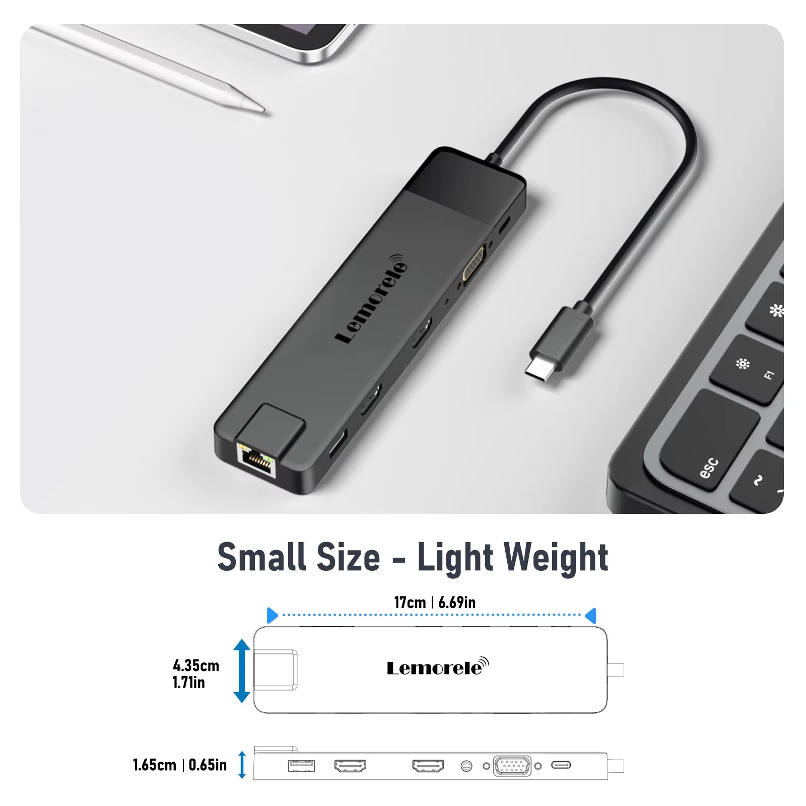 4K USB Hub USB C to Dual HDMI VGA Gigabit Docking Station USB 3.0 VGA Adapter SD Card Readers for Windows Macbook Air