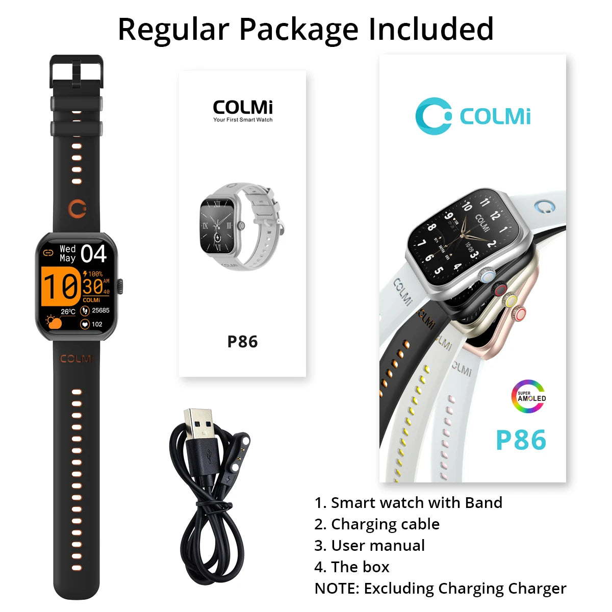 P86 1.93" AMOLED Smartwatch for Men and Women - Health Management, Bluetooth Calling, IP68 Waterproof, Compatible with Xiaomi and iOS Devices