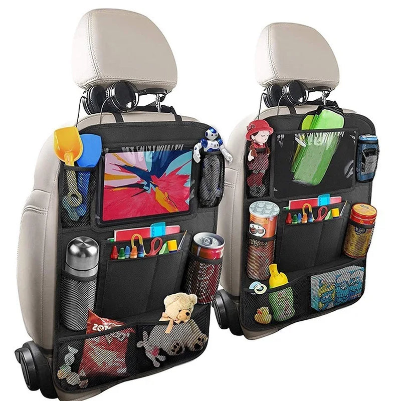 Car Backseat Organizer with Touch Screen Tablet Holder and Storage Pockets - Seat Back Protectors for Vehicles