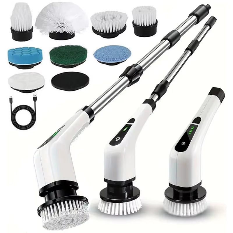 9-In-1 Multifunctional Wireless Electric Cleaning Brush Household Kitchen Bathroom Brush USB Handheld Rotating Cleaning Tools